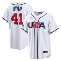 Joe Ryan USA Baseball Jersey, White Home Classic Sportswear Jersey Shirt, Lightweight Breathable Athletic Jersey, Casual Gift for Men