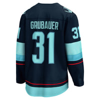 Philipp Grubauer Seattle Kraken Hockey Jersey, Navy Breakaway Sportswear Jersey Shirt, Long Sleeve Hockey Sweater Jersey, Casual Gift for Men