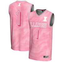 Illinois Fighting Illini Basketball Jersey, Pink Lightweight Sportswear Jersey Shirt, Sleeveless Athletic Tank Jersey, Casual Gift for Men