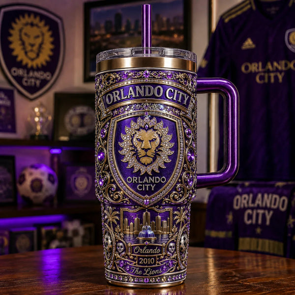 ORL Crest in Purple and Gold - Ornate Jewelled Tumbler - main