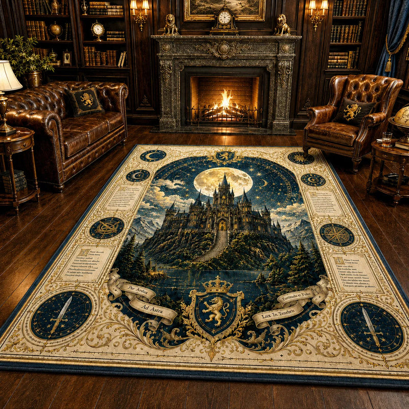 Lux In Tenebris - Moonlit Castle Cartography Rug