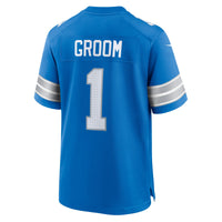 Number Groom Detroit Lions Football Jersey, Blue Game Sportswear Jersey Shirt, Lightweight Breathable Athletic Jersey, Casual Gift for Men