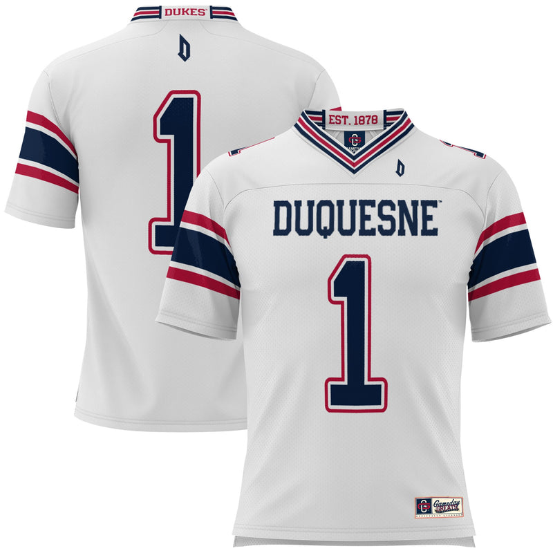 Duquesne Dukes Football Jersey, White Sportswear Jersey Shirt, Lightweight Breathable Athletic Jersey, Casual Gift for Men