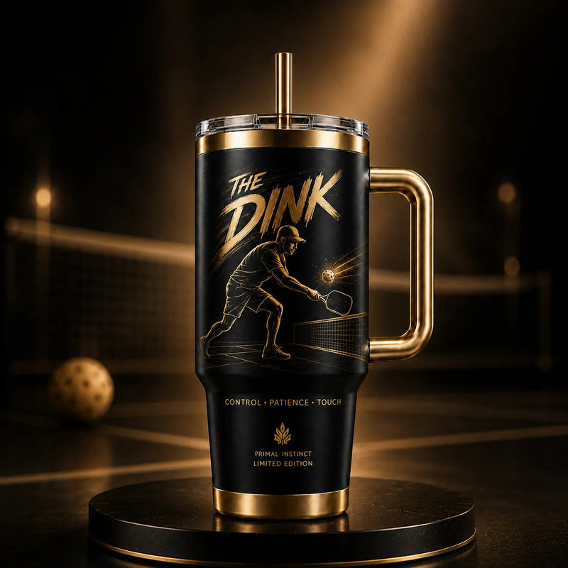 The Dink - Gold-on-Black Pickleball Tumbler Built for Impact
