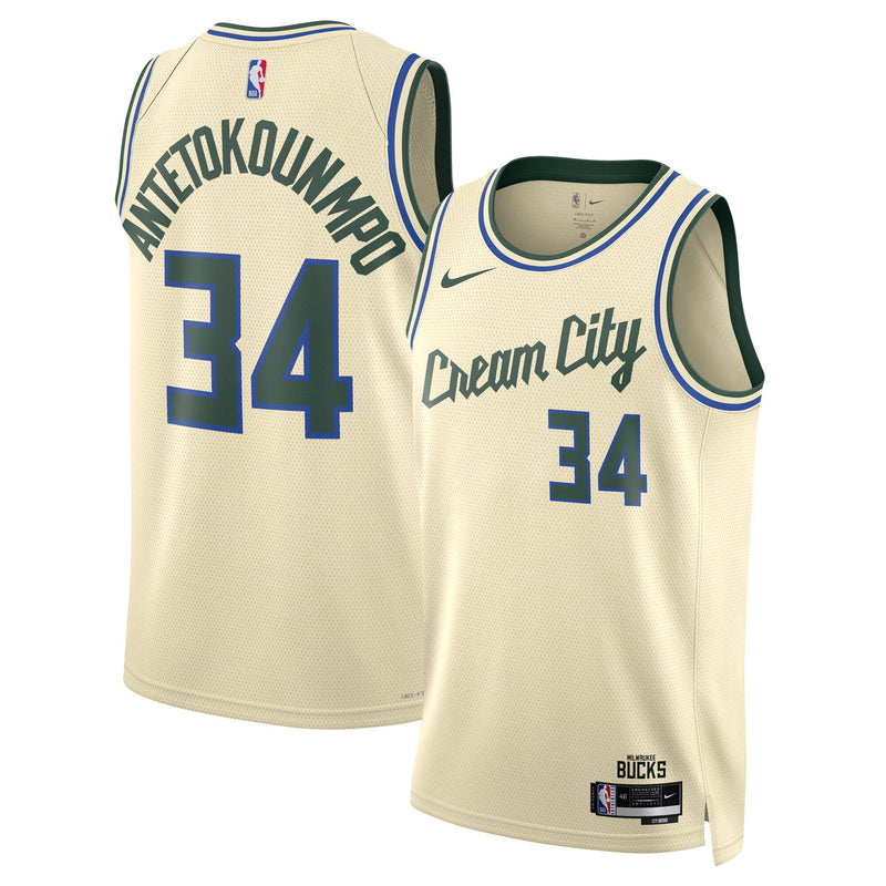 Giannis Antetokounmpo Milwaukee Bucks Basketball Jersey, Cream Sportswear Jersey Shirt, Sleeveless Athletic Tank Jersey, Casual Gift for Men