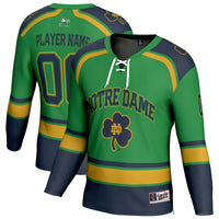 Notre Dame Fighting Irish Hockey Jersey, Green Fashion Sportswear Jersey Shirt, Long Sleeve Hockey Sweater Jersey, Casual Gift for Men
