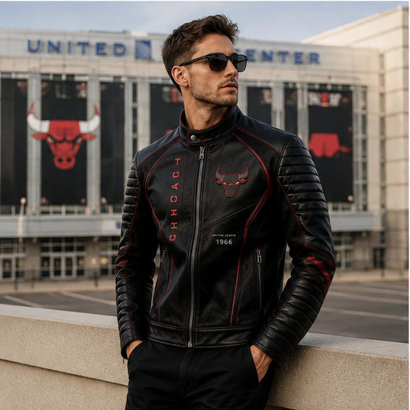 CHI Bull Mark - Red-Lined Panel Moto Jacket