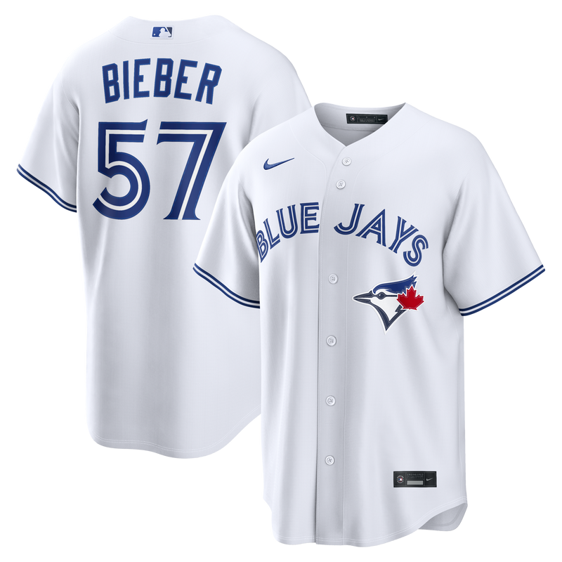 Shane Bieber Toronto Blue Jays Baseball Jersey, White Sportswear Jersey Shirt, Lightweight Breathable Athletic Jersey, Casual Gift for Men