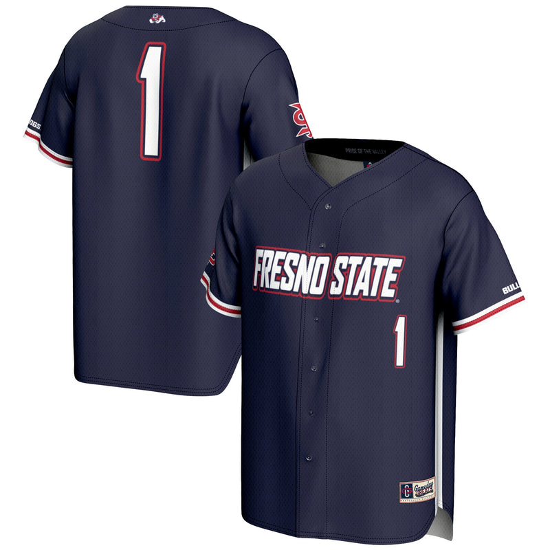 Fresno State Bulldogs Lightweight Baseball Jersey, Navy Sportswear Jersey Shirt, Lightweight Breathable Athletic Jersey, Casual Gift for Men