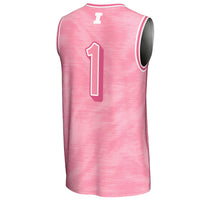 Illinois Fighting Illini Basketball Jersey, Pink Lightweight Sportswear Jersey Shirt, Sleeveless Athletic Tank Jersey, Casual Gift for Men