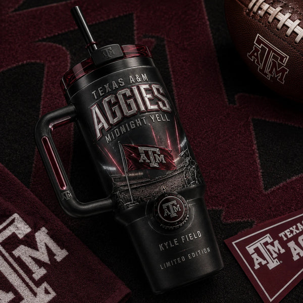 Midnight Yell - TAMU Maroon and Obsidian Tumbler Graphic - main