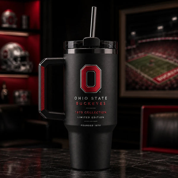 OSU Blackout - Scarlet Block O on a Tonal Tumbler - main