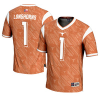 Texas Longhorns Highlight Print Football Jersey, Orange Sportswear Jersey Shirt, Lightweight Breathable Athletic Jersey, Casual Gift for Men