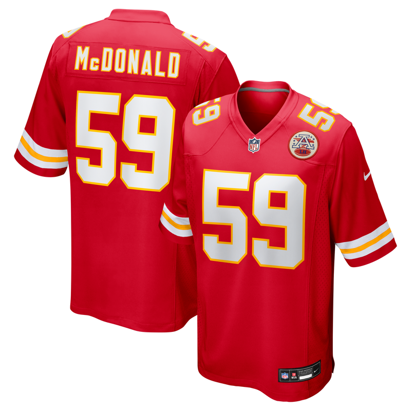 Cooper McDonald Kansas City Chiefs Football Jersey, Red Sportswear Jersey Shirt, Lightweight Breathable Athletic Jersey, Casual Gift for Men