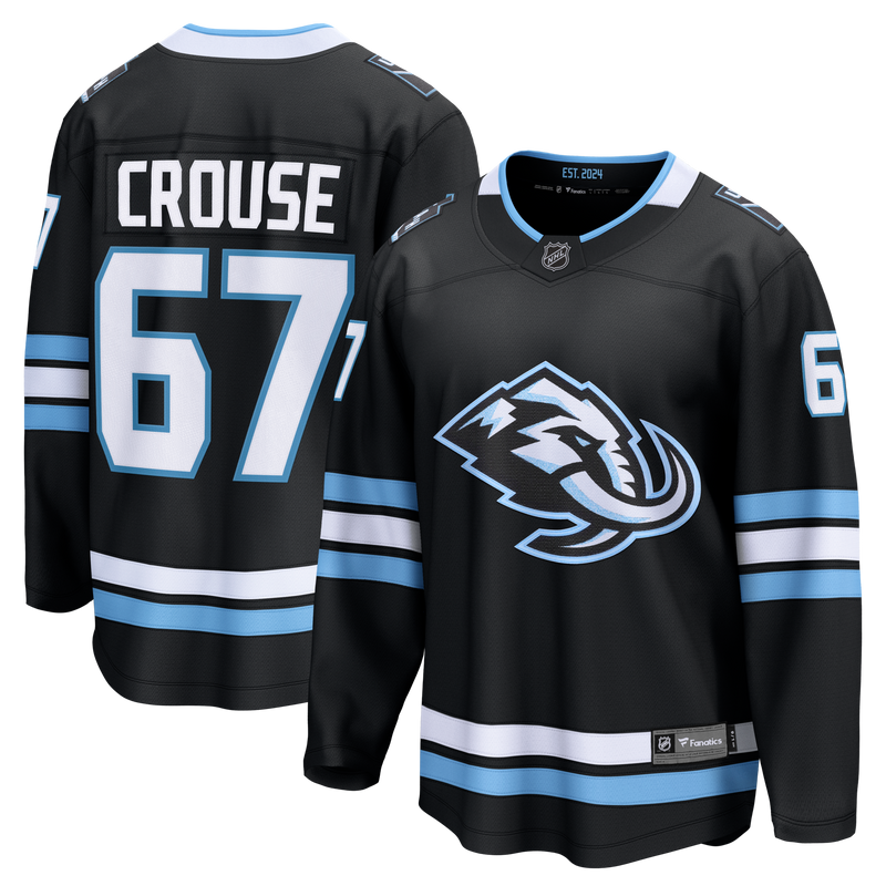 Lawson Crouse Utah Mammoth Hockey Jersey, Black Breakaway Home Sportswear Jersey Shirt, Long Sleeve Hockey Sweater Jersey, Casual Gift for Men