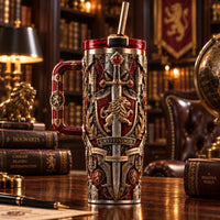 Crest of Courage - Crimson and Gold Heraldic Tumbler