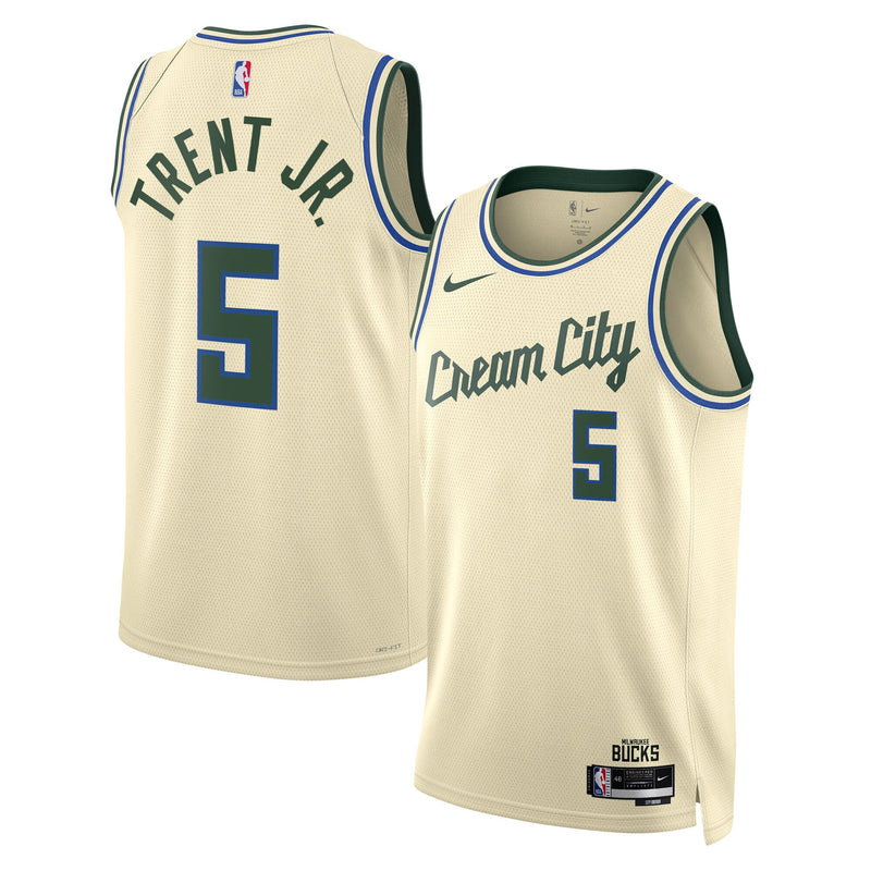 Gary Trent Jr. Milwaukee Bucks Basketball Jersey, Cream Swingman Sportswear Jersey Shirt, Sleeveless Athletic Tank Jersey, Casual Gift for Men