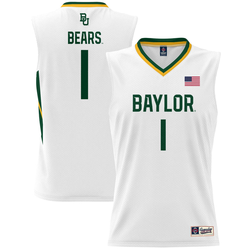 Baylor Bears Basketball Jersey, White Lightweight Sportswear Jersey Shirt, Sleeveless Athletic Tank Jersey, Casual Gift for Men
