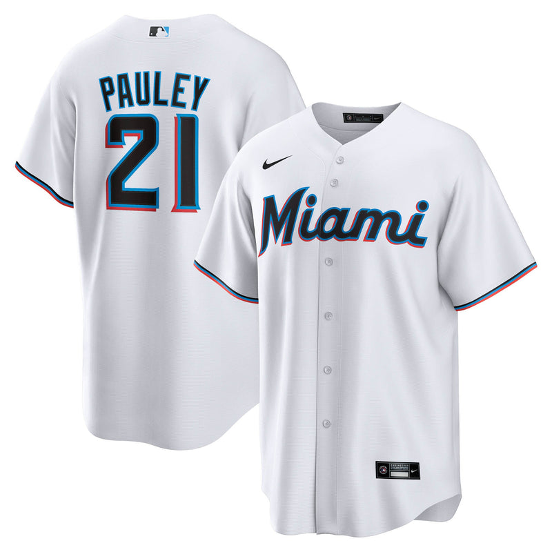 Graham Pauley Miami Marlins Baseball Jersey, White Replica Sportswear Jersey Shirt, Lightweight Breathable Athletic Jersey, Casual Gift for Men