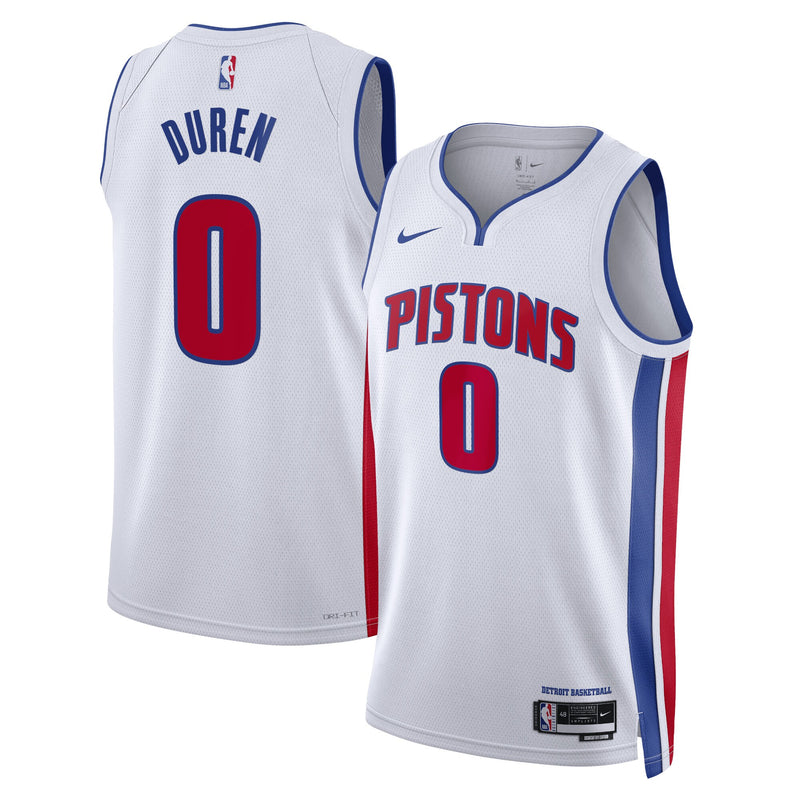 Jalen Duren Detroit Pistons Basketball Jersey, White Swingman Sportswear Jersey Shirt, Sleeveless Athletic Tank Jersey, Casual Gift for Men