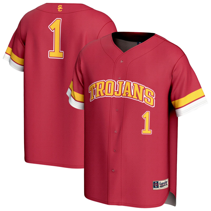 USC Trojans Collegiate Baseball Jersey, Cardinal Fashion Sportswear Jersey Shirt, Lightweight Breathable Athletic Jersey, Casual Gift for Men