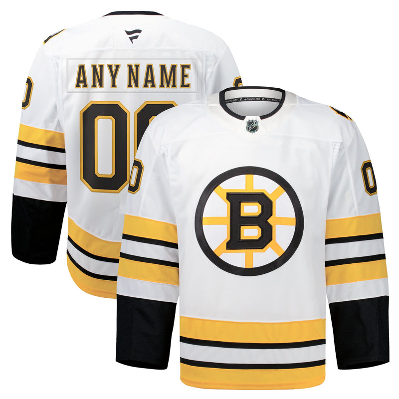 Boston Bruins Hockey Jersey, White Authentic Away Sportswear Jersey Shirt, Long Sleeve Hockey Sweater Jersey, Casual Gift for Men