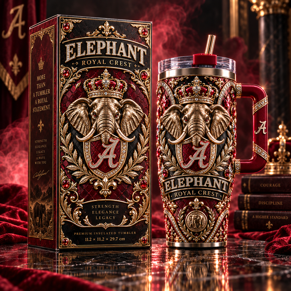 Elephant Royal Crest - Crimson and Gold Tumbler Statement - main