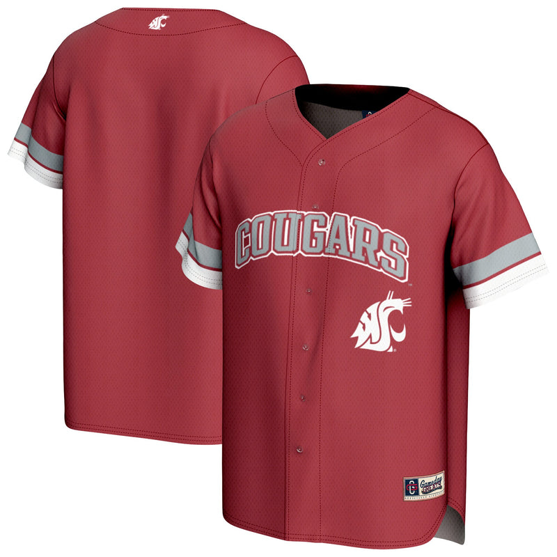 Washington State Cougars Spirit Baseball Jersey, Crimson Sportswear Jersey Shirt, Lightweight Breathable Athletic Jersey, Casual Gift for Men