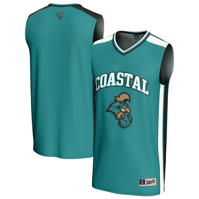 Coastal Carolina Chanticleers Basketball Jersey, Teal Sportswear Jersey Shirt, Sleeveless Athletic Tank Jersey, Casual Gift for Men