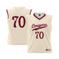 Charleston Cougars Basketball Jersey, Cream Lightweight Sportswear Jersey Shirt, Sleeveless Athletic Tank Jersey, Casual Gift for Men