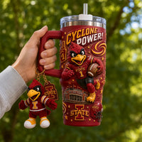 ISU Cyclone Power - Cardinal in Full Stride, Wraparound Tumbler Graphic