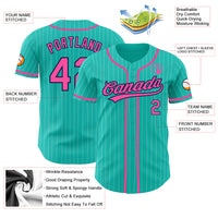 Custom Baseball Jersey, Aqua White Pink Pinstripe Sportswear Jersey Shirt, Athletic Button Down Moisture Wicking Jersey, Casual Gift for Men