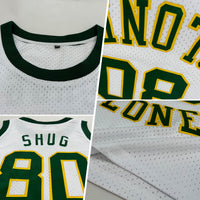 Custom Basketball Jersey, White Green Gold Sportswear Jersey Shirt, Athletic Mesh Moisture Wicking Jersey, Casual Gift for Men, Style White1135