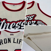 Custom Basketball Jersey, Cream Red Black Sportswear Jersey Shirt, Athletic Mesh Moisture Wicking Jersey, Casual Gift for Men, Style Cream0513