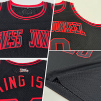 Custom Basketball Jersey, Black Red Throwback Sportswear Jersey Shirt, Athletic Mesh Moisture Wicking Jersey, Casual Gift for Men