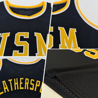 Custom Basketball Jersey, Black Gold White Sportswear Jersey Shirt, Athletic Mesh Moisture Wicking Jersey, Casual Gift for Men, Style Black0984