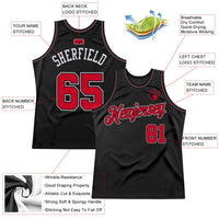 Custom Basketball Jersey, Black Red White Sportswear Jersey Shirt, Athletic Mesh Moisture Wicking Jersey, Casual Gift for Men, Style Black0281