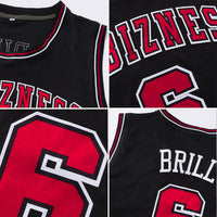 Custom Basketball Jersey, Black Red White Sportswear Jersey Shirt, Athletic Mesh Moisture Wicking Jersey, Casual Gift for Men, Style Black0281