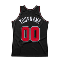 Custom Basketball Jersey, Black Red White Sportswear Jersey Shirt, Athletic Mesh Moisture Wicking Jersey, Casual Gift for Men, Style Black0281
