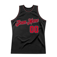 Custom Basketball Jersey, Black Red White Sportswear Jersey Shirt, Athletic Mesh Moisture Wicking Jersey, Casual Gift for Men, Style Black0281
