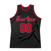 Custom Basketball Jersey, Black Red White Sportswear Jersey Shirt, Athletic Mesh Moisture Wicking Jersey, Casual Gift for Men, Style Black0282