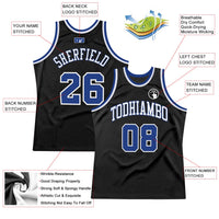 Custom Basketball Jersey, Black Royal White Authentic Sportswear Jersey Shirt, Athletic Mesh Moisture Wicking Jersey, Casual Gift for Men