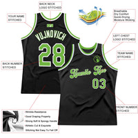 Custom Basketball Jersey, Black Neon Green White Authentic Sportswear Jersey Shirt, Athletic Mesh Moisture Wicking Jersey, Casual Gift for Men