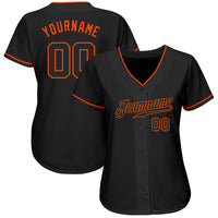 Custom Baseball Jersey, Black Orange Sportswear Jersey Shirt, Athletic Button Down Moisture Wicking Jersey, Casual Gift for Men, Style Black0354