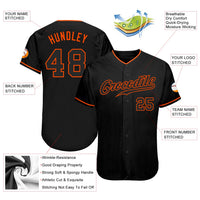 Custom Baseball Jersey, Black Orange Sportswear Jersey Shirt, Athletic Button Down Moisture Wicking Jersey, Casual Gift for Men, Style Black0354