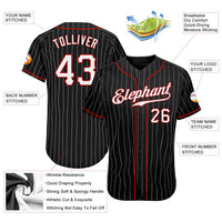 Custom Baseball Jersey, Black White Red Pinstripe Sportswear Jersey Shirt, Athletic Button Down Moisture Wicking Jersey, Casual Gift for Men