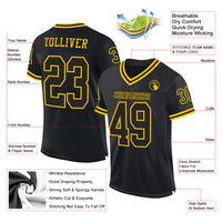 Custom Football Jersey, Black Gold Sportswear Jersey Shirt, Athletic Mesh Moisture Wicking Jersey, Casual Gift for Men, Style Black0428