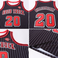 Custom Basketball Jersey, Black White Red Sportswear Jersey Shirt, Athletic Mesh Moisture Wicking Jersey, Casual Gift for Men, Style Black0489