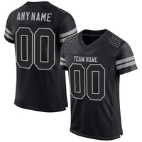 Custom Football Jersey, Black Gray Sportswear Jersey Shirt, Athletic Mesh Moisture Wicking Jersey, Casual Gift for Men, Style Black0518