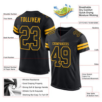 Custom Football Jersey, Black Gold Sportswear Jersey Shirt, Athletic Mesh Moisture Wicking Jersey, Casual Gift for Men, Style Black0521